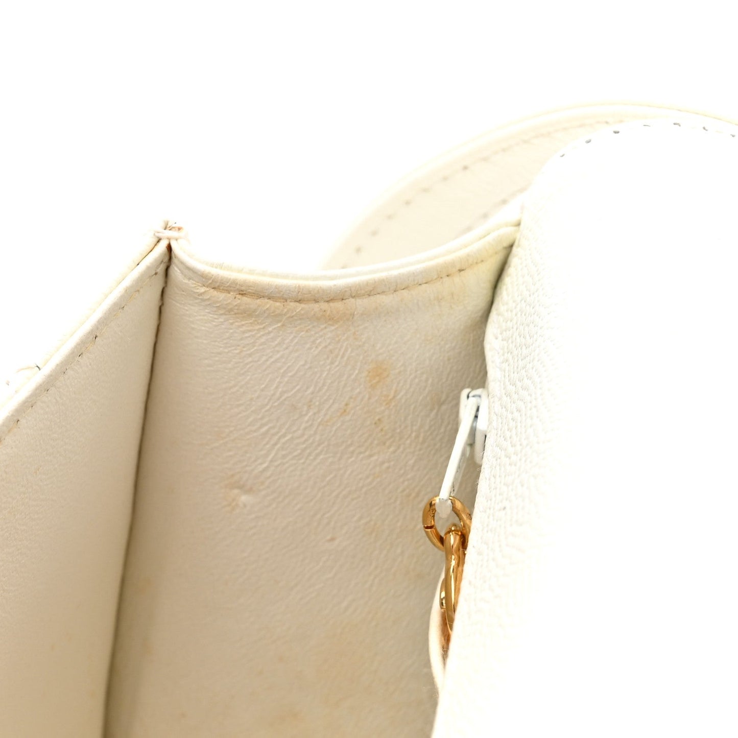 Caviar Diamond Stitched Square Flap Shoulder Bag White