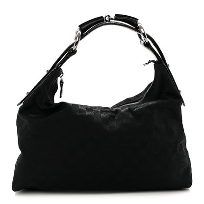 Monogram Medium Horsebit Chain Hobo Black