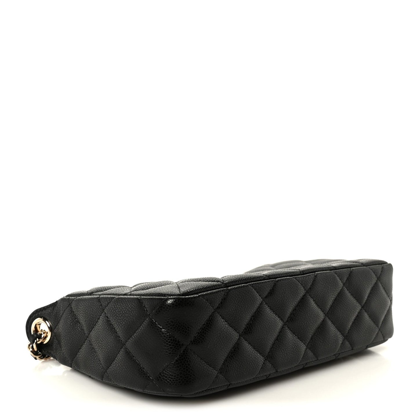 Caviar Quilted Purse With Chain Black