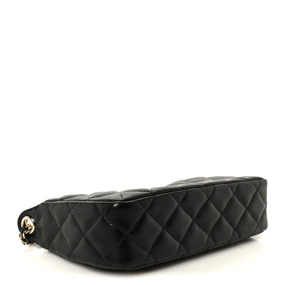 Caviar Quilted Purse With Chain Black