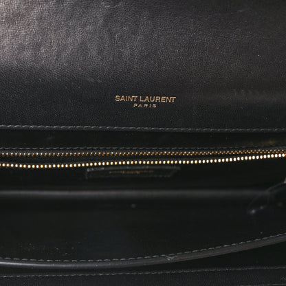 Calfskin Crocodile Embossed Gaby Satchel Black