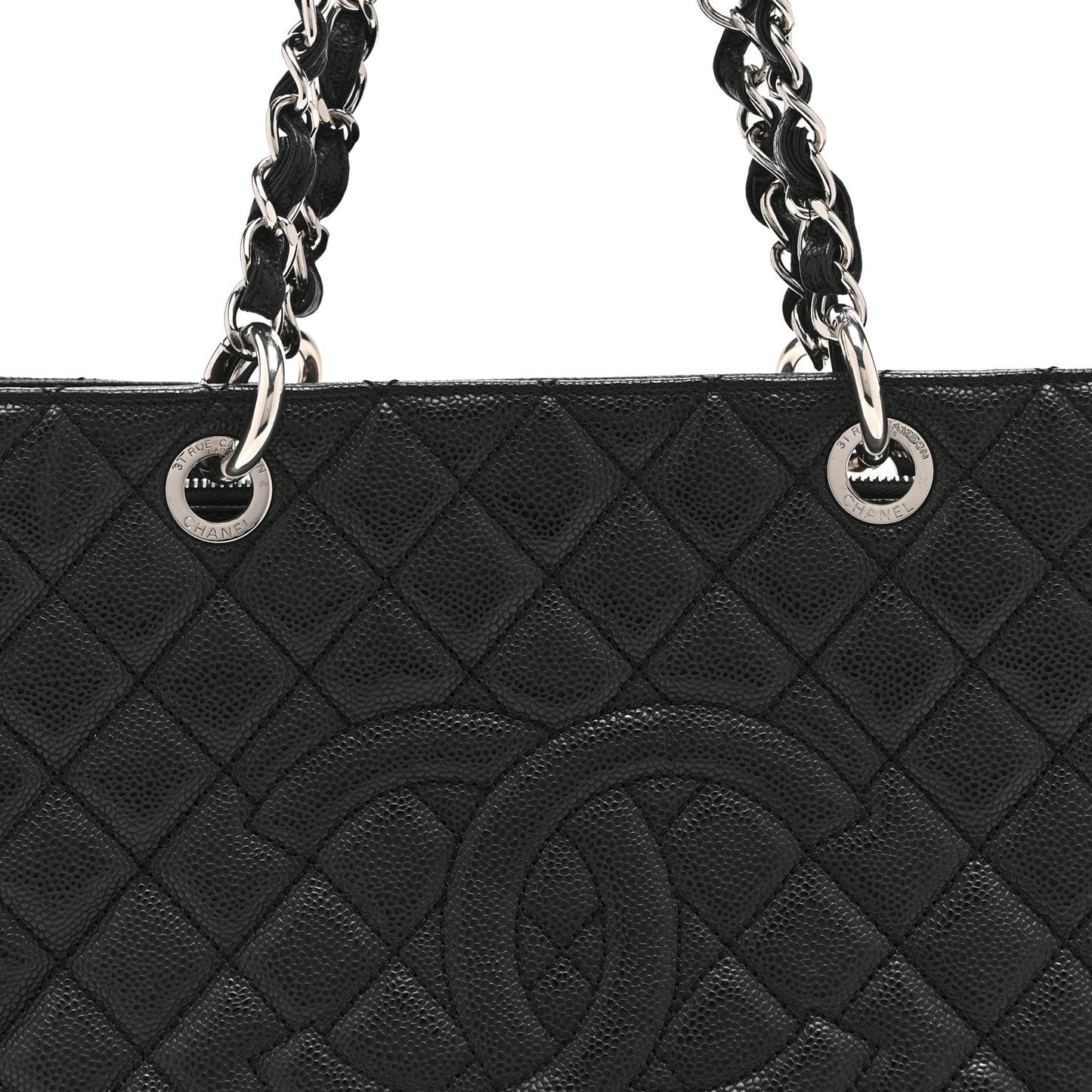 Caviar Quilted Grand Shopping Tote GST Black