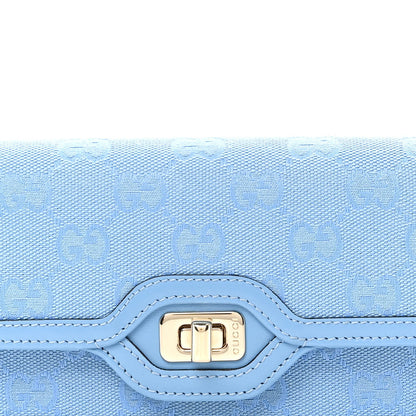 GG Monogram Scratch Lux Calfskin Mini Luce Shoulder Bag Blue