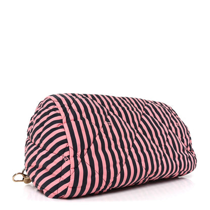 Nylon Striped Quilted Coco Beach Large Bowling Bag Black Coral
