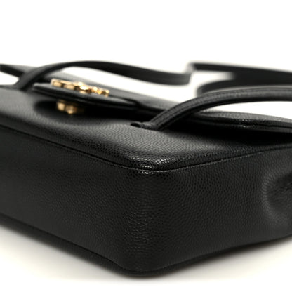 Shiny Caviar Mini Preppy Coco Shoulder Bag Black