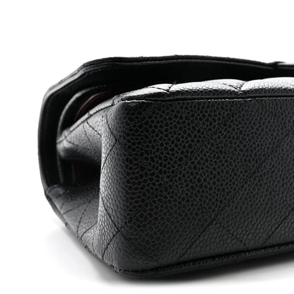 Caviar Quilted Medium Double Flap Black