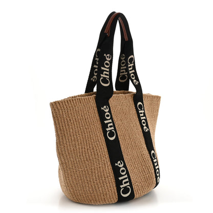 Raffia Large Woody Tote Black