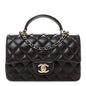 Lambskin Quilted Mini Top Handle Rectangular Flap Dark Purple