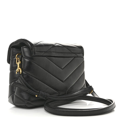 Calfskin Y Quilted Monogram Toy Loulou Crossbody Bag Black