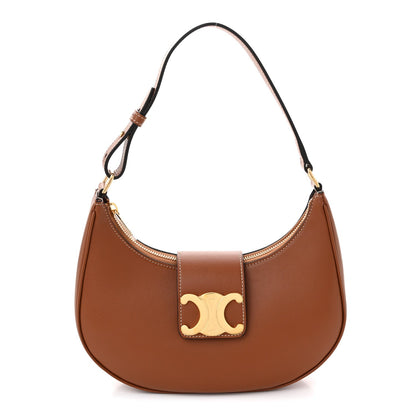 Smooth Calfskin Medium Strap Ava Triomphe Shoulder Bag Tan