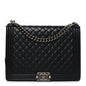 Lambskin Quilted Large Boy Flap Black