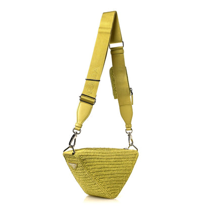 Yarn Raffia Effect Crochet Triangle Shoulder Bag Giallo