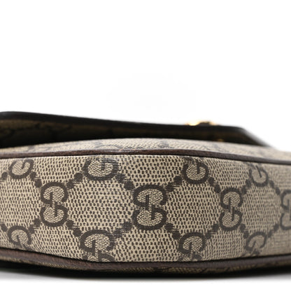 GG Supreme Monogram Textured Dollar Calfskin Web Mini Ophidia Envelope Shoulder Bag Beige Ebony