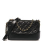 Aged Calfskin Quilted Small Gabrielle Clutch With Chain Black
