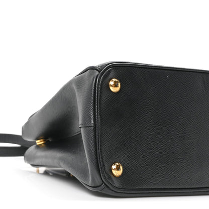 Saffiano Small Galleria Double Zip Tote Black