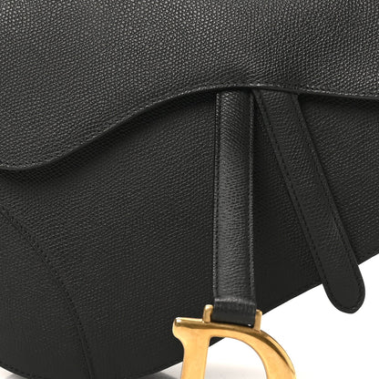 Grained Calfskin Saddle Bag Black