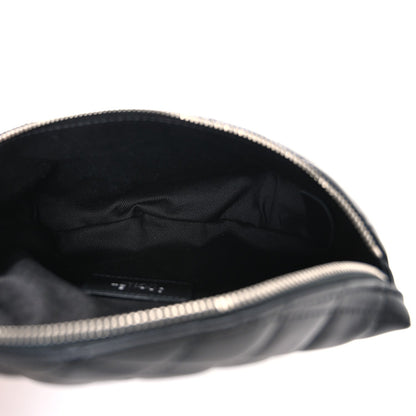 Lambskin Quilted Waist Belt Bag Black