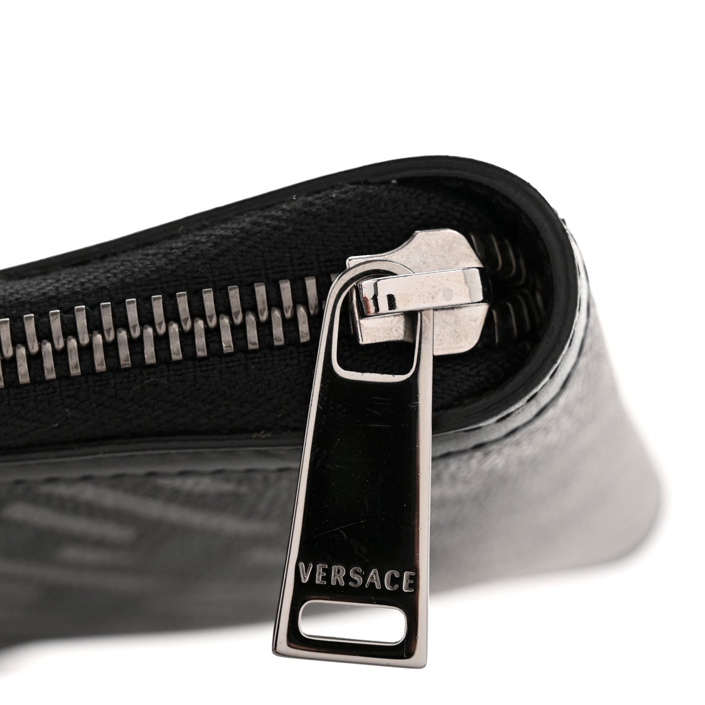 Coated Canvas La Greca Signature  Black Gray