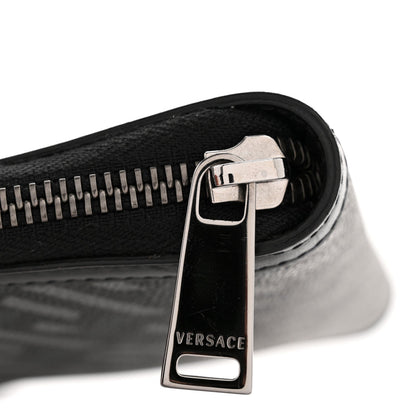 Coated Canvas La Greca Signature  Black Gray