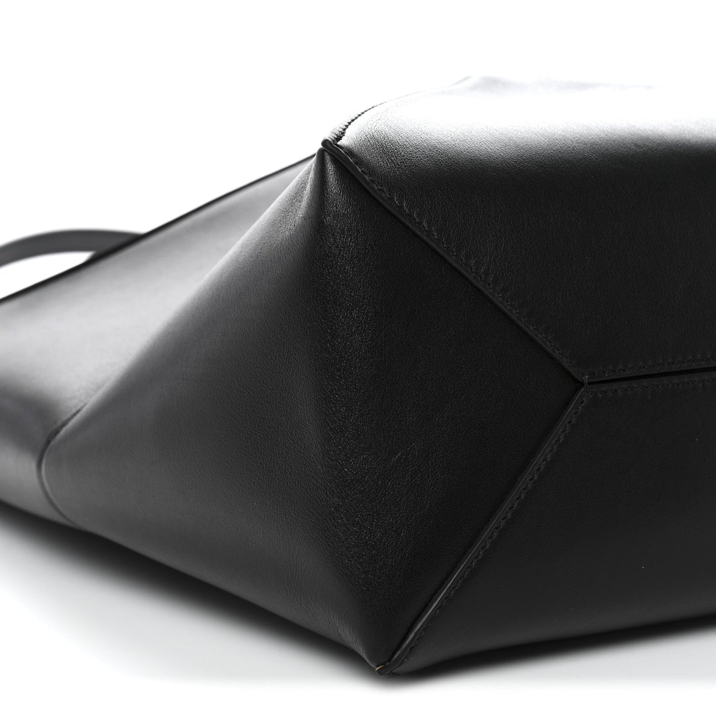 Shiny Calfskin Medium Puzzle Fold Tote Black