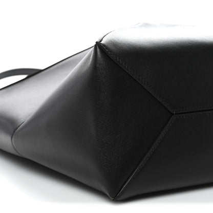 Shiny Calfskin Medium Puzzle Fold Tote Black