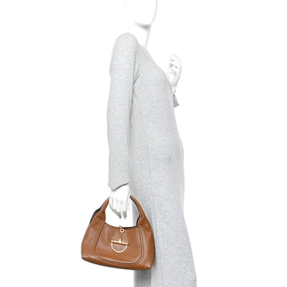 Grained Calfskin Softbit Medium Shoulder Bag Brown