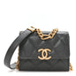 Caviar Quilted Bracelet On Chain Clutch Grey