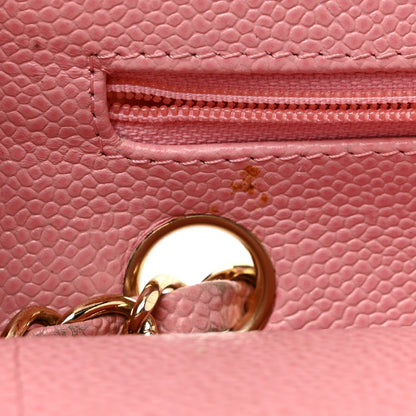 Caviar Quilted Medium Double Flap Light Pink