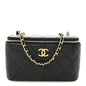 Lambskin Quilted Resin Vanity Case With Chain Black