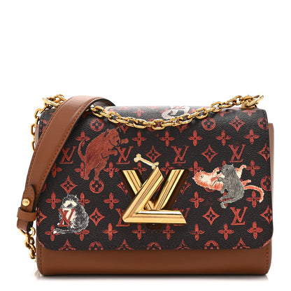 Calfskin Catogram Twist Shoulder Bag MM Marron