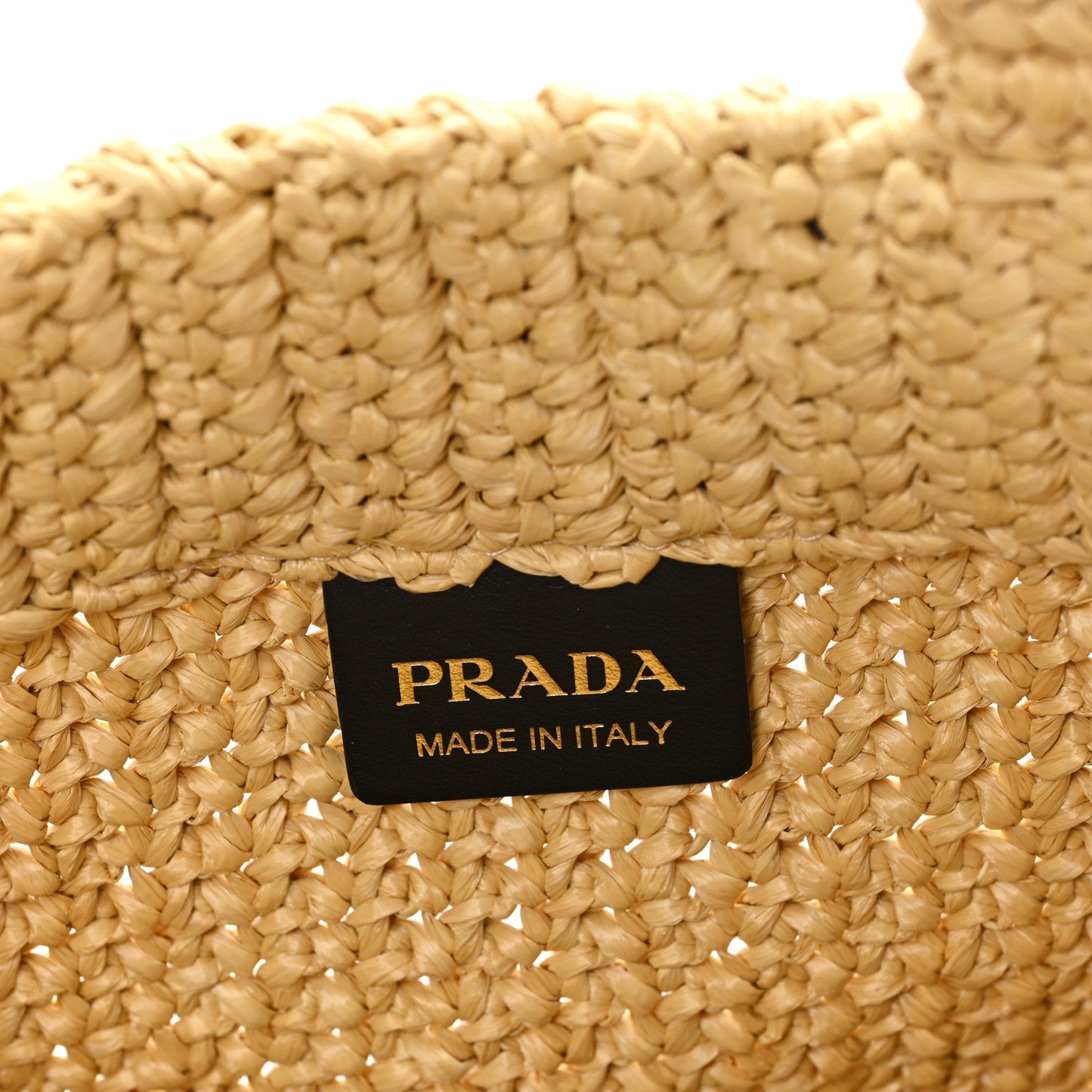 Yarn Raffia Effect Crochet Embroidered Small Logo Tote Naturale