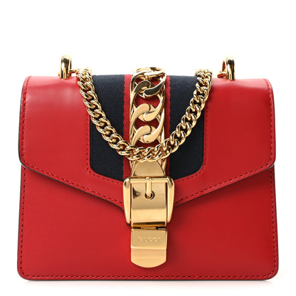 Calfskin Mini Sylvie Chain Shoulder Bag Hibiscus Red