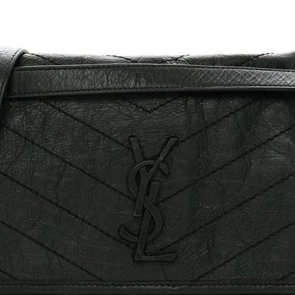 Crinkled Lambskin Matelasse Monogram Medium Niki Chain Satchel Dark Green