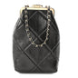Shiny Aged Lambskin Quilted Kiss Lock Clutch With Chain Black