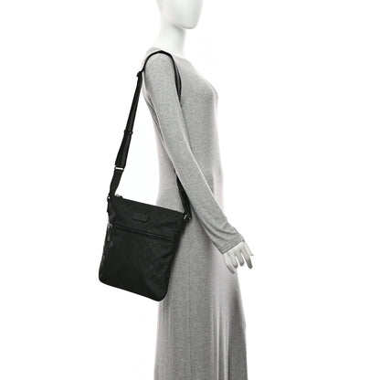 Nylon Monogram Small Flat Messenger Bag Black