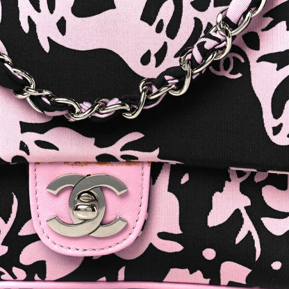 Printed Fabric East West Flap Black Pink