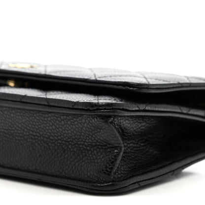 Caviar Quilted Wallet on Chain WOC Black