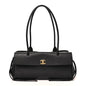 Grained Calfskin Stitched Urban Essentials Small Shopping Bag Black