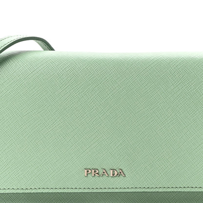 Saffiano Lux Metal Flap Wallet Acquamarina