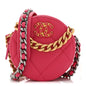 Lambskin Quilted Chanel 19 Round Clutch With Chain Pink