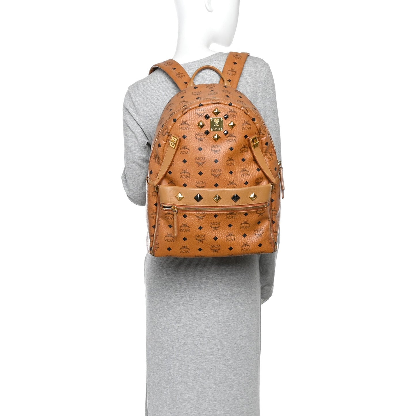 Visetos Studded Medium Dual Stark Backpack Cognac
