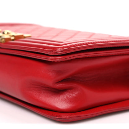 Lambskin Quilted Medium Boy Flap Red