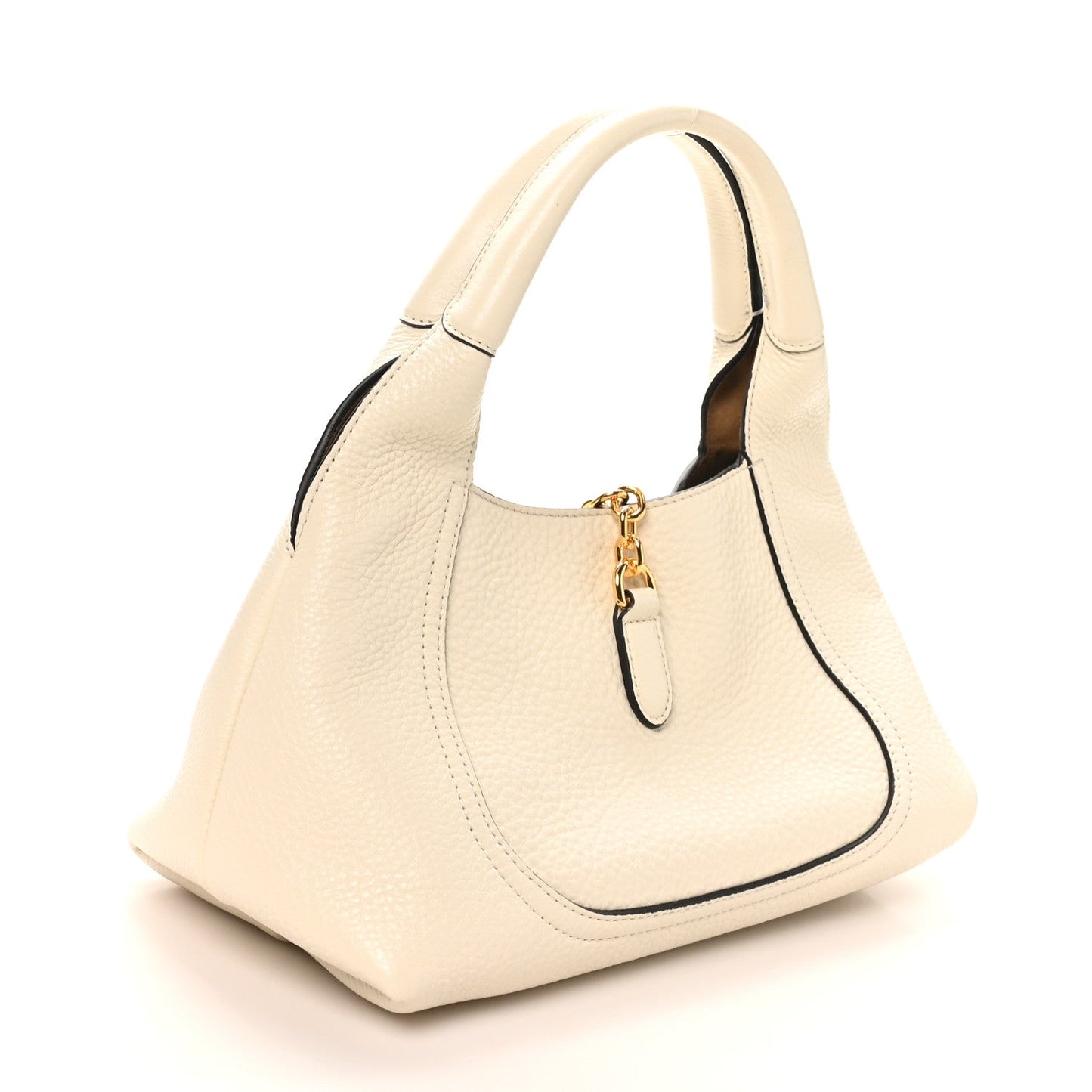 Grained Calfskin Softbit Medium Shoulder Bag White