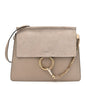 Calfskin Suede Medium Faye Shoulder Bag Motty Grey