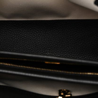 Grained Calfskin Stitched Urban Essentials Small Shopping Bag Black