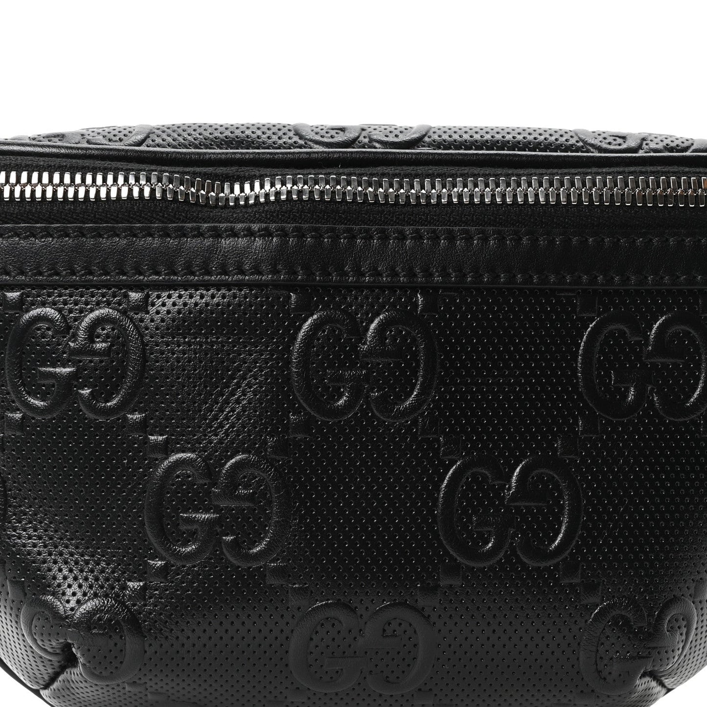 Calfskin GG Tennis Embossed Belt Bag Black