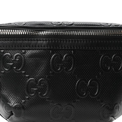 Calfskin GG Tennis Embossed Belt Bag Black