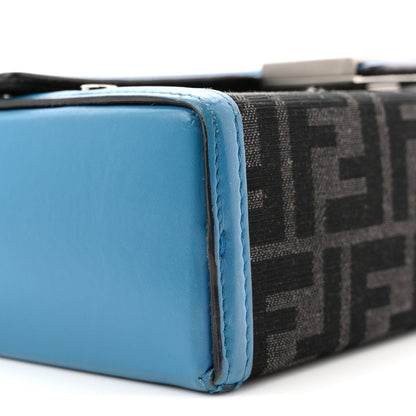Recycled Fabric Jacquard Vitello King FF 1974 Baguette Soft Trunk Asfalto Black Fiordaliso
