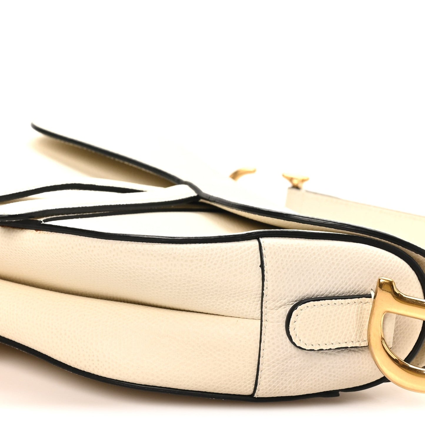 Grained Calfskin Saddle Bag White