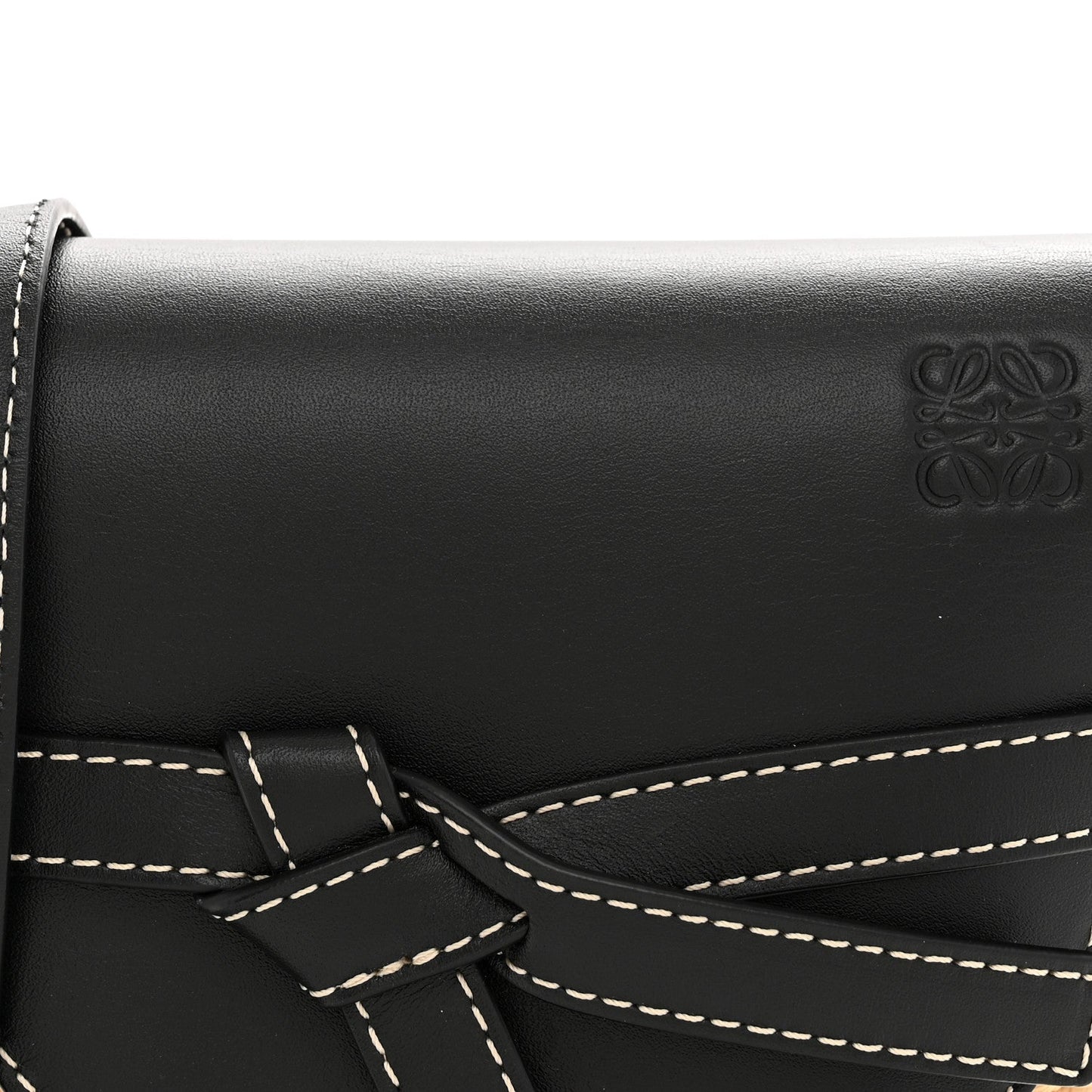 Calfskin Raffia Mini Gate Crossbody Bag Natural Black